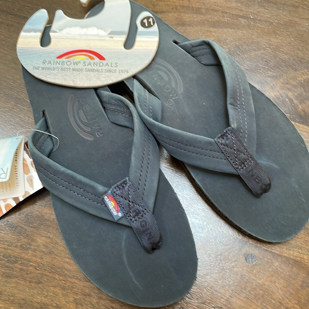 Rainbow sandals wide leather flip flops- color is Navy - Picture 10 of 10